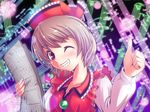  bunbunmaru grin lyrica_prismriver musical_note newspaper one_eye_closed short_hair smile solo thumbs_up touhou verynezumi 