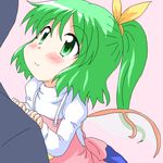  apron blush daiyousei geetsu green_eyes green_hair hair_ribbon ribbon smile solo touhou wings 