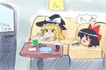  black_hair blonde_hair blush bow couch disembodied_head hair_bow hakurei_reimu indoors kanno karaoke kirisame_marisa no_humans open_mouth short_hair surprised television touhou yukkuri_shiteitte_ne 