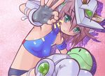  :o blush brown_hair flat_chest green_eyes gundam gundam_00 gundam_exia haro juubaori_mashumaro mecha midriff solo 