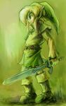  artist_request blonde_hair blue_eyes hat holding holding_sword holding_weapon left-handed link male_focus master_sword pointy_ears solo sword the_legend_of_zelda weapon 