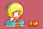 apple bad_id bad_pixiv_id blonde_hair chibi chitose_kiiro food fruit original solo 