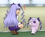  artist_request barasuishou eyepatch glasses long_hair purple_hair rozen_maiden school_uniform seal skirt twintails 