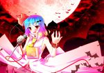  alternate_color bad_id bad_pixiv_id bat bat_wings belt blue_hair bow fangs gradient_hair hair_bow microphone moon multicolored_hair nanamomo_rio necktie red_eyes red_moon remilia_scarlet short_hair skirt solo touhou wings 