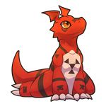  cute digimon guilmon invalid_tag pixiv plain_background rag. scalie sitting solo teeth transparent_background 