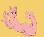  bagi_the_monster_of_mighty_nature cat eyelashes feline fur lounging mammal nude pink_fur redwine relaxing smile 