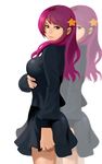  asamiya_athena breast_lift breasts hair_ornament large_breasts long_hair purple_hair skirt solo star steward_b the_king_of_fighters zoom_layer 