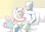  avian barefoot bed blush boxers clothed clothing duck eyewear gay glasses golduck green_eyes half-dressed hand_on_chest lying male naughty nervous nintendo orange_eyes pillow pok&#233;mon pok&eacute;mon slowpoke slugsdog surprise sweat underwear video_games webbed_hands 