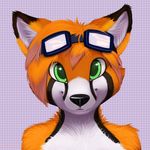  anthro black_nose canine cross-eyed cute eyewear fox fur goggle goggles hair jamesfoxbr looking_at_viewer male mammal multicolor_fur nude orange_fur orange_hair plain_background portrait smile solo two_tone_fur 