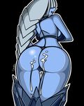  black_background blue_skin breasts butt canastus cum female grey_hair hair half_naked humanoid ice league_of_legends lissandra long_hair not_furry pinup plain_background pose riot_games side_boob solo 