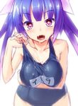  ayagi_daifuku bare_shoulders blurry cum cum_on_body cum_on_upper_body depth_of_field facial fang i-19_(kantai_collection) kantai_collection long_hair looking_at_viewer one-piece_swimsuit open_mouth purple_eyes purple_hair school_swimsuit sketch solo star star-shaped_pupils swimsuit symbol-shaped_pupils twintails 