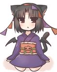  animal_ears black_hair blush cat_ears cat_tail chibi horns kara_no_kyoukai kemonomimi_mode ohitashi_netsurou ryougi_shiki short_hair solo tail 