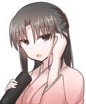  kara_no_kyoukai looking_at_viewer ohitashi_netsurou open_mouth ryougi_shiki simple_background solo white_background 