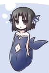  black_hair kara_no_kyoukai mermaid monster_girl monsterification navel navel_cutout ohitashi_netsurou ryougi_shiki short_hair solo 