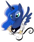  absurd_res alpha_channel amorecadenza blue_eyes blue_hair crown equine eyeshadow female flower friendship_is_magic hair hi_res horn makeup mammal moon my_little_pony necklace plain_background portrait princess_luna_(mlp) solo transparent_background winged_unicorn wings 