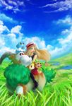  :d blonde_hair blue_eyes chespin fennekin froakie gen_6_pokemon gogoat hat horns jellybeans0101 long_hair low-tied_long_hair open_mouth pantyhose pleated_skirt pokemon pokemon_(creature) pokemon_(game) pokemon_xy riding serena_(pokemon) shoes skirt sleeveless smile sneakers 