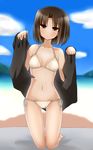  bikini blush kara_no_kyoukai looking_at_viewer ohitashi_netsurou ryougi_shiki short_hair solo swimsuit 