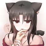  animal_ears black_hair blush cat_ears cat_tail kara_no_kyoukai kemonomimi_mode looking_at_viewer ohitashi_netsurou ryougi_shiki tail 