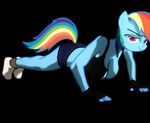  big_breasts breasts cleavage clothed clothing friendship_is_magic my_little_pony oystercatcher7 rainbow_dash_(mlp) shorts 
