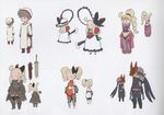 1girl alternate_costume alternate_hairstyle blade blue_eyes boots bravely_default:_flying_fairy bravely_default_(series) claw_(weapon) edea_lee hat highres mask mask_on_head ninja non-web_source official_art scan sword tiz_oria weapon yoshida_akihiko 