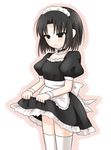  alternate_costume black_hair blush enmaided kara_no_kyoukai maid maid_headdress ohitashi_netsurou ryougi_shiki short_hair simple_background skirt solo thighhighs white_background white_legwear 