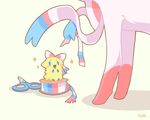  joltik no_humans pokemon ribbon simple_background sylveon 