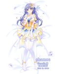  artist_name blue_hair breasts crescent crescent_hair_ornament dakimakura date_a_live dress earrings elbow_gloves flower full_body gloves grandia_bing hair_flower hair_ornament izayoi_miku jewelry looking_at_viewer medium_breasts solo 
