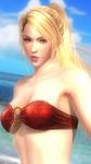  1girl 3d beach blonde_hair bouncing_breasts breasts dead_or_alive dead_or_alive_5 ponytail sarah_bryant screencap swimsuit tecmo virtua_fighter 