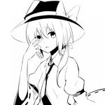  greyscale hat lineart looking_at_viewer monochrome shiroshi_(denpa_eshidan) solo touhou usami_renko 