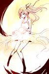 bad_id bad_pixiv_id ball bare_shoulders character_request collarbone dress full_body glowing hongcha_(roels) magic magical_girl scp_foundation simple_background solo yellow_background 