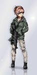  :t assault_rifle between_breasts boots breasts brown_eyes brown_hair cargo_pants galil_ace_32 gun hand_in_pocket highres hood hood_down hoodie medium_breasts mouth_hold original pants reflective_floor rifle scope short_hair solo specterz strap_cleavage trigger_discipline weapon 