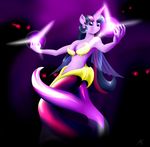  absurd_res anthro anthrofied blumagpie bra breasts cleavage clothed clothing equine female friendship_is_magic glowing hair hi_res horn magic mammal mermaid multi-colored_hair my_little_pony purple_eyes purple_hair red_eyes shadow solo twilight_sparkle_(mlp) underwear unicorn 