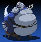  belt big_belly book canine clothing fur hectorthewolf inflation ink mammal morbidly_obese obese overweight ripping smile standing tight_clothing torn_clothing wolf wolfrun 