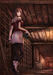  amakura_mio bare_shoulders brown_eyes brown_hair bug butterfly camera dress fatal_frame fatal_frame_2 highres insect koruse leggings looking_at_viewer looking_back shoes short_hair skirt solo 