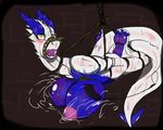  bdsm big_breasts blush bondage bound breasts female gag hanging_breasts huge_breasts kaijumi lactating lugia nintendo pok&#233;mon pok&eacute;mon riding_crop rope servo117 suspension sweat video_games wyntersun 