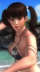  1girl 3d beach bikini black_hair breasts dead_or_alive dead_or_alive_5 large_breasts lei_fang screencap solo swimsuit tecmo twintails 