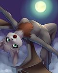  abluedeer anthro arched_back barefoot bat big_ears big_eyes breasts chest_tuft cloud cute ellise fangs female fluffy flying fur green_eyes grey_fur hair happy looking_at_viewer mammal moon moonlight night night_sky nude open_mouth paws pinup pose short_hair sky small_breasts smile solo spread_wings tuft wings 