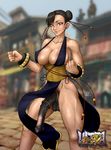 areola balls big_breasts big_penis black_hair breasts chun-li clothed clothing dickgirl dress edit erection female flared_penis hair horsecock human intersex looking_at_viewer mammal penis realistics_sl solo street_fighter vein veiny_penis video_games 