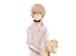  35_(pixiv) all_male bandage blonde_hair eyepatch male short_hair teddy_bear white yellow_eyes 