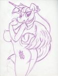  anthro anthrofied big_breasts breasts butt cleavage clothed clothing cutie_mark ear_piercing equine female friendship_is_magic fur hair horn huge_breasts king-cheetah long_hair looking_at_viewer mammal monochrome my_little_pony nipples nude open_mouth piercing smile solo teeth winged_unicorn wings 