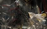  alcd armor blonde_hair cape feathers gray_hair pixiv_fantasia red_eyes sword weapon 