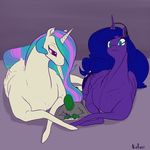  anonymous blue_hair equine female friendship_is_magic fur group hair headphones horn horse human long_hair lying male mammal multi-colored_hair my_little_pony nivrozs pony princess_celestia_(mlp) princess_luna_(mlp) purple_eyes teal_eyes white_fur winged_unicorn wings 