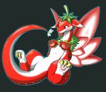  ambiguous_gender claws dolpix dragon featureless_crotch hi_res nikki_(artist) plain_background puzzle_&amp;_dragons red_body red_sky_fruit_strawberry_dragon solo strawberry_dragon toe_claws video_games white_body 