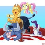  applejack_(mlp) blonde_hair blue_eyes cowboy_hat cutie_mark equine facial_piercing fall female fluttershy_(mlp) friendship_is_magic group hair hat horn horse iron_will_(mlp) mammal mechanical_bull my_little_pony nose_piercing nose_ring pegasus piercing pink_hair pony purple_hair rarity_(mlp) sitting unicorn uotapo wings 