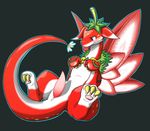  blush claws dolpix dragon erection hi_res male nikki_(artist) penis plain_background puzzle_&amp;_dragons red_body red_sky_fruit_strawberry_dragon shadow solo strawberry_dragon tapering_penis toe_claws video_games white_body wings 