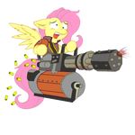  animated bigccv clothing confused crossover cute equine female feral fluttershy_(mlp) flying friendship_is_magic gun heavy_(team_fortress_2) horse mammal mini_gun my_little_pony pegasus plain_background pony ranged_weapon shooting solo team_fortress_2 transparent_background weapon wings 