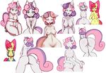  anthro anthrofied anus apple_bloom_(mlp) bow breasts butt clothing cutie_mark duo equine eyes_closed female friendship_is_magic fur hair horn looking_at_viewer mammal multiple_poses my_little_pony nipples nude plain_background pussy smile somescrub sweetie_belle_(mlp) two_tone_hair unicorn white_background white_fur wide_hips yellow_fur 