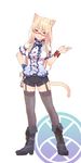  animal_ears blonde_hair cat_ears cat_tail garter_straps glasses original pine pine-chan_ver._2 red_eyes solo tail thighhighs 