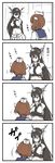  4koma azumanga_daiou bare_shoulders black_hair brown_hair closed_eyes comic elbow_gloves finger_in_another's_mouth fingerless_gloves gloves hair_ornament hairband headgear highres kantai_collection long_hair multiple_girls nagato_(kantai_collection) parody translated yamato_nadeshiko yukikaze_(kantai_collection) 