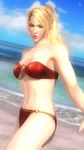  1girl 3d beach blonde_hair bouncing_breasts breasts dead_or_alive dead_or_alive_5 ponytail sarah_bryant screencap swimsuit tecmo virtua_fighter 
